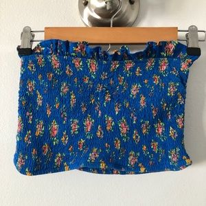 Smocked Floral Tube Top Sz S